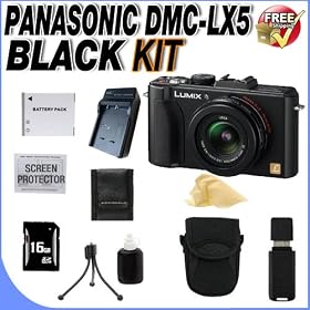 Panasonic Lumix DMC-LX5 10.1MP Digital Camera + 16GB SDHC Memory + Extended Life BCJ13 Battery + Ac/Dc Rapid Charger + Deluxe Case + USB Card Reader + Memory Card Wallet + Accessory Saver Bundle!