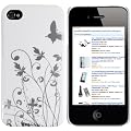 mumbi Schmetterling Blumen H�lle iPhone 4s 4 Schutzh�lle (Harte R�ckseite) Butterfly wei�