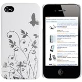 mumbi Schmetterling Blumen H�lle iPhone 4s 4 Schutzh�lle (Harte R�ckseite) Butterfly wei�von "mumbi�"
