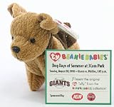 Sports Commemorative Card, Beanie Baby, Ticket Stub - Tuffy the Terrier Dog - Game Day 08/30/1998, San Francisco Giants vs Phillies - Baseball