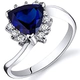 Trillion Cut 1.75 carats Blue Sapphire Bypass Ring in Sterling Silver Rhodium Finish Available in Sizes 5 thru 9