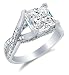 Solid 14k White OR Yellow Gold Princess Cut Solitaire with Round Side Stones Highest Quality CZ Cubi