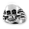 Sterling Silver Skull Ring with Stars on the Side - Sizes 9 to 14