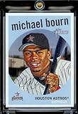 2008 Topps Heritage # 344 Michael Bourn / Houston Astros / MLB Baseball Trading Card in a Protective Screw Down Display Case