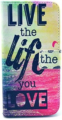 Vkied Apple iPhone (6S PLUS,6 PLUS) leather Case (live the life) Pattern Fashion Printing Wallet Cards Slots Flip Magnet Stand Leather Carry Case with Screen Protector and Cleaning Cloth