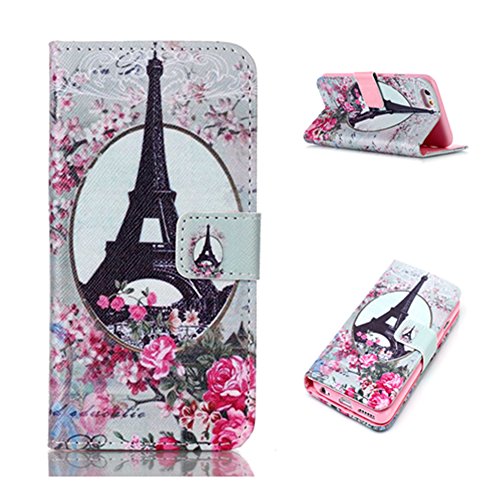 iPhone 6 Case, [Kickstand] Pattern Premium PU Leather Wallet [Card Slots Cash Compartment] Flip Cover for Apple iPhone 6/6S (eiffel tower 1)