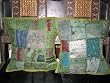 Chair Cushion Covers-2 Asparagus Vintage Sari Embroidered Toss Pillow Cushion Covers