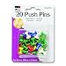Charles Leonard Inc., Pins - Push  - Assorted Colors - 20/Card, 20200