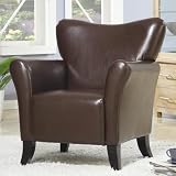 Accent Chair with Flair Arms in Brown Leather Like