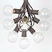 G50 Patio String Lights with 125 Clear Globe Bulbs – Outdoor String Lights – Market Bistro Café Hanging String Lights – Patio Garden Umbrella Globe Lights - Brown Wire - 100 Feet