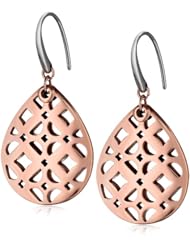 Fossil Signature Teardrop Rose Gold Earrings