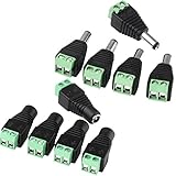 Mingdak&reg; Male and Female Dc Power Adapter Connector for Cctv Camera LED Strip Lights ,5.5mm X 2.1mm -Pack of 10