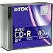 TDK CD-R80TWNM10 CD-R DA, 80 Minute, 700 MB, 32x (10-Pack with Slim Jewel Cases)