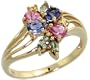 10k Gold Ring, w/ Pink, Blue, Green & Yellow Sapphire Stones, 9/16 in. (14mm) wide