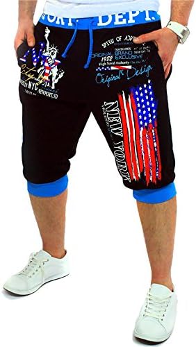 Made Men's Active Shorts Stars Sweatpant Half Short Pant Black Medium