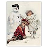 Children at Christmas - Box of 12 Christmas Greeting Cards and matching patterned envelopes