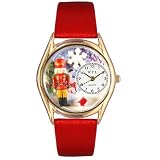 Whimsical Womens Memories Red Leather And Silvertone Watch #S0440011