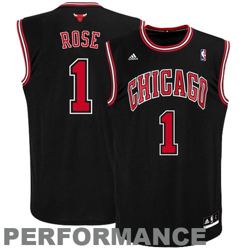 NBA Men's Chicago Bulls Derrick Rose Revolution 30 Alternate Replica Jersey (Black, Small)