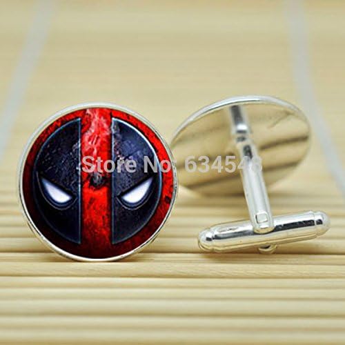 Pretty Lee Deadpool Symbol In Silver Cufflinks Glass Cabochon Cufflinks C3715