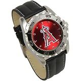 Los Angeles Angels of Anaheim Game Time Leather Watch - Black