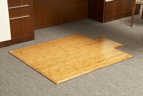 45" x 57" Natural Tri-Fold Bamboo & Hardwood Office Chair Mat