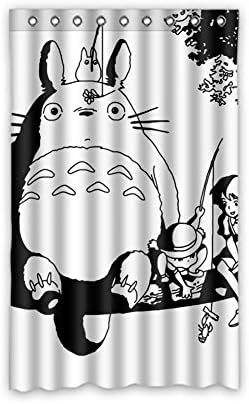DONGMEN My Neighbor Totoro and Two Girls Sitting on a Tree Black and White Ployester Window Curtain 50"x84" One Piece Perfect for Living Room Bedroom Bathroom Kitchen and Kids' Room