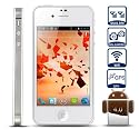Unlocked Quadband Dual sim with Android 4.0 3G Smart Phone 3.5 Inch Capacitive Touch Screen - AT&T, T-mobile, H20, Simple mobile and other GSM networks (White)