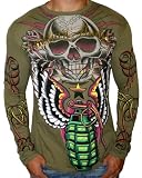 51jrooP7mFL. SL160  CHRISTIAN AUDIGIER Ed Hardy Mens Tattoo Long Sleeve Crewneck T Shirt Tee Top