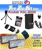 TheZipKit for KODAK Easyshare Z1485. Includes: 2 Kodak Klic 8000 1700mAh Ultra High Capacity Batteries made with cells produced in JAPAN or USA, Table-Top Wire Tripod, 110/240 Mini Charger with fold out plug and a DC car adapter, SD/SDHC Card Reader, LCD Protection Film Kit and more. (NON OEM).. KODAK Easyshare Z1485.