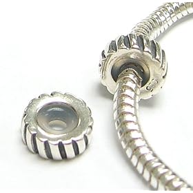 925 Sterling Silver Focal Round Stopper With Rubber Bead For Pandora Troll Chamilia Biagi European Jewelry: Jewelry