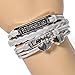 HITOP Jewelry Mens Womens Leather Bracelet, Vintage Best Friend Love Heart Charm Bangle, White Silver