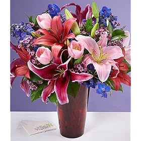 Valentine's Day Flowers - Valentine`s Day Flower Bouquet with Vase