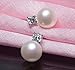 Women White 8-9mm Freshwater Pearl Cubic Zirconia Stud Earrings 925 Sterling Silver by Joyfulshine