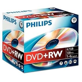 Philips DVD+RW 4.7GB (4x) 10pk Jewel Case