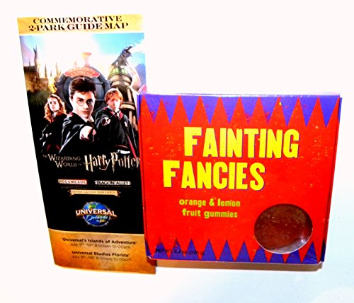 Universal Studios Wizarding World of Harry Potter Diagon Alley Fainting Fancies Orange Lemon Fruit Gummies Wizarding Weasleys Candy Store 4.4 Oz & Commemorative Opening Week Map Gift Set