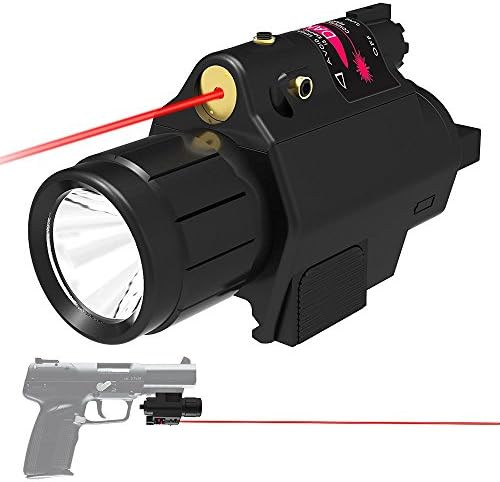 LatentDirect 2 in 1 Tactical LED Flashlight 200 Lumen Red Laser Sight Combo Tactical with Compact Rail Mount for Pistols Handgun
