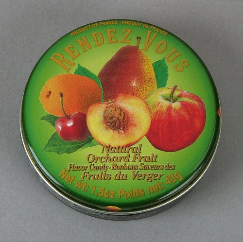 Rendez Vous Orchard Fruit All Natural Hard Candy, 1.5-Ounce. Round Tins (Pack of 24) by Hard Candy