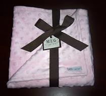 Pink Minkee Dot Chenille Baby Blanket