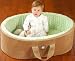 Lalapanzi Travel Baby Bed - Latte and Green Chenille