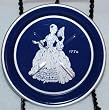 Blue & White Vintage 1940's Metal Coaster Fashion Era 1776-1940