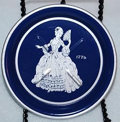 Blue & White Vintage 1940's Metal Coaster Fashion Era 1776-1940