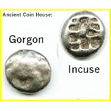 GORGON FACING! ARCHAIC SILVER DRACHM. MYSIA, PARION. 5th Century BC. Ancient Greece