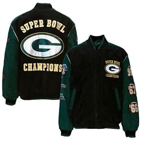 Green Bay Packers Black Pig Split Suede Super Bowl Champions Commemorative Jacket