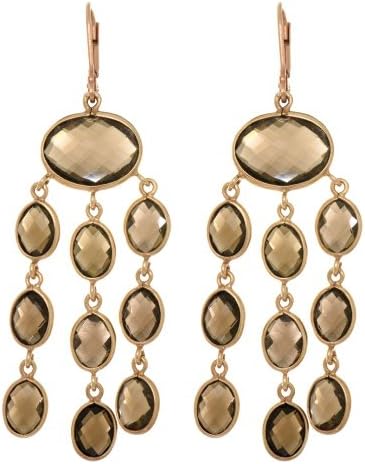 Sterling Silver & Smokey Quart Three Dangle Strand "Organic Stone" Earrings