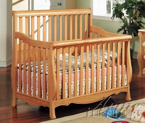 Convertible Baby Crib Maple Finish