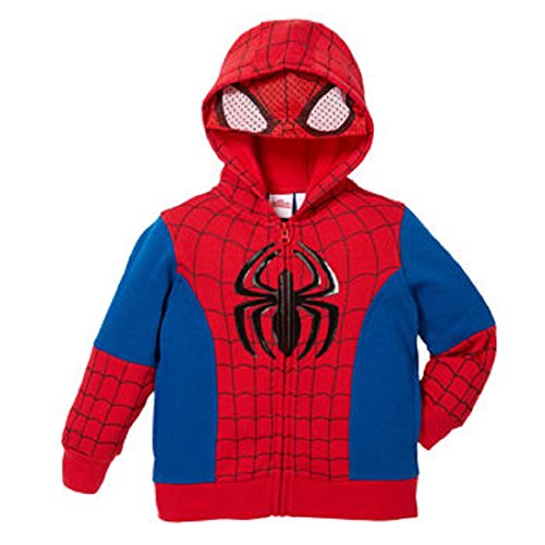 Superhero Little Boys Zip-Up Fleece Hoodie With Mesh Mask, 7, Spiderman