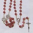Rosary - 5mm John Paul II Brown Imitation Murano Beads - Basilica in Our Father Beads - 18in. Chain - IMPORTED FROM ITALY