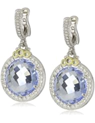 Judith Ripka "La Petite" Round Melange Quartz Blue Stone Earrings