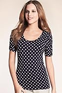  Scoop Neck Ruched Spot Jersey Top