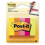 Post-it Page Markers, 1/2 inch x 1.75 inch, Assorted Neon Colors, Five Pads of 100 Sheets